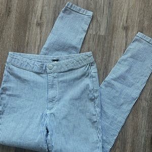 Free People grey & white pinstripe skinny leg pant